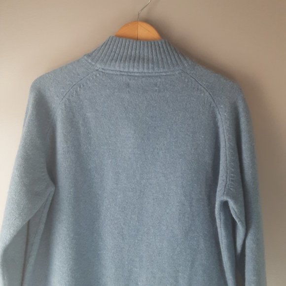 Sacoor Brothers Blue Cozy Soft Wool Blend Sweater, Half Zip - Picture 8 of 15